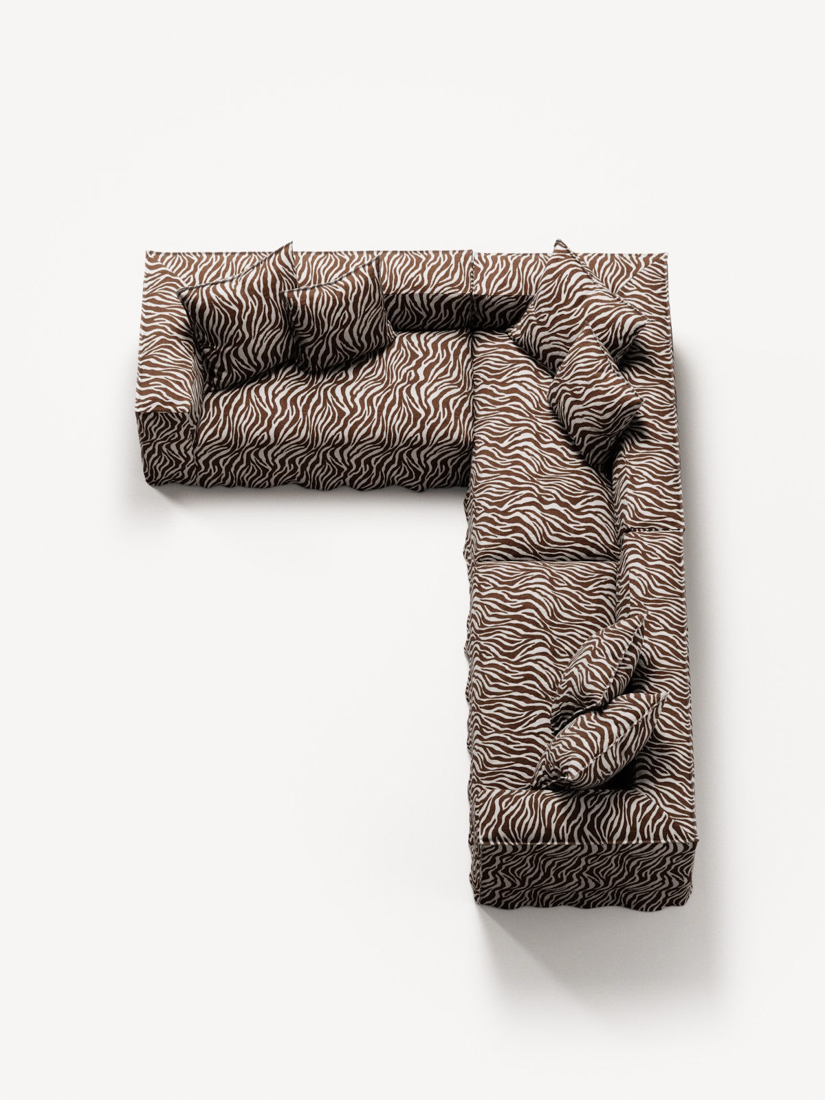 NOMAD - 5 Seat Corner - Left - Chenille Jacquard Zebra Brown White