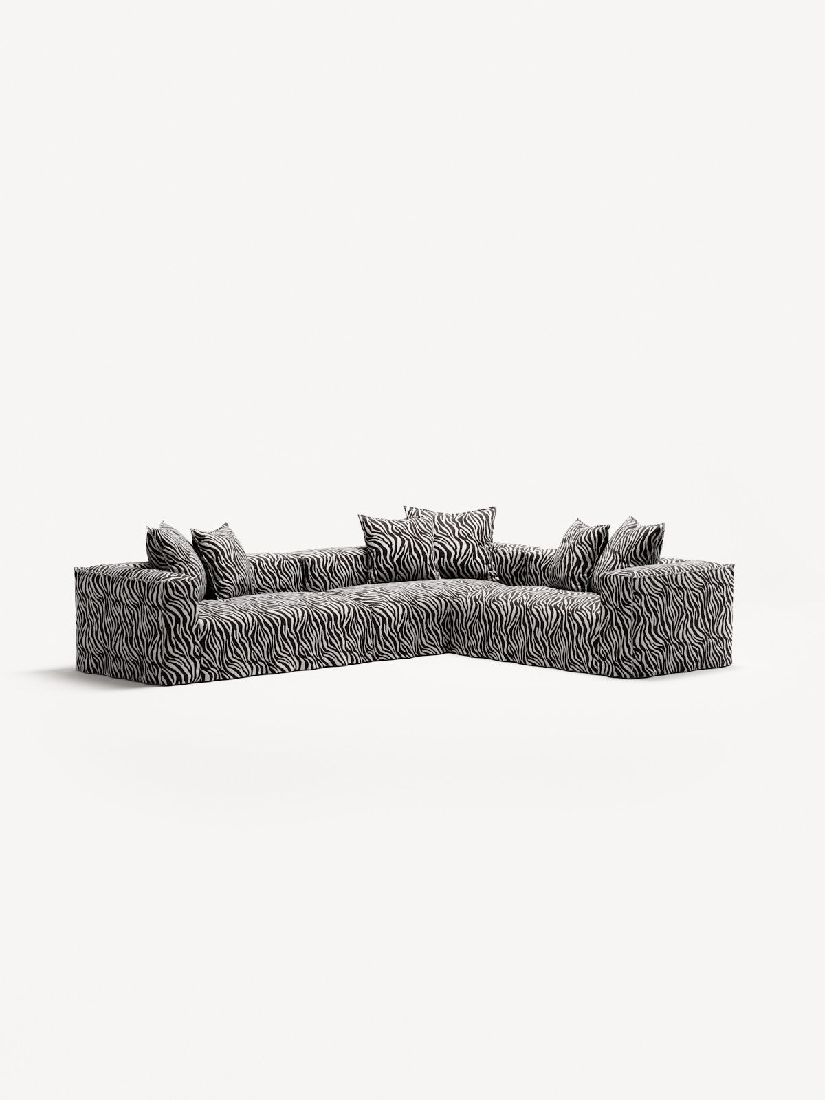NOMAD - 5 Seat Corner - Right - Chenille Jacquard Zebra Black White