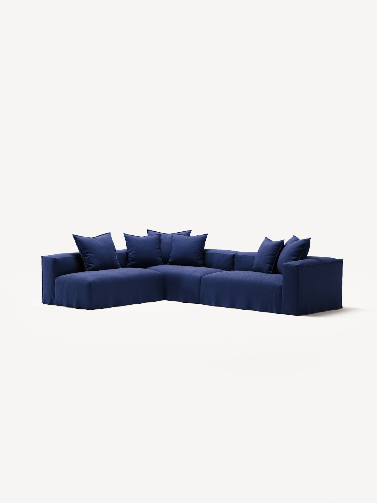 NOMAD - 5 Seat corner with open end - Left - Brushed Cotton Dark Blue
