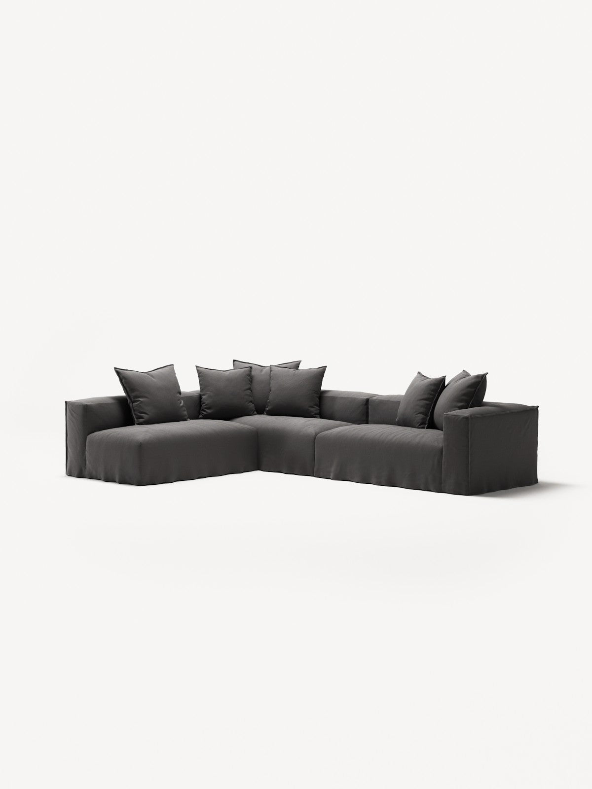 NOMAD - 5 Seat corner with open end - Left - Brushed Cotton Dark Gray