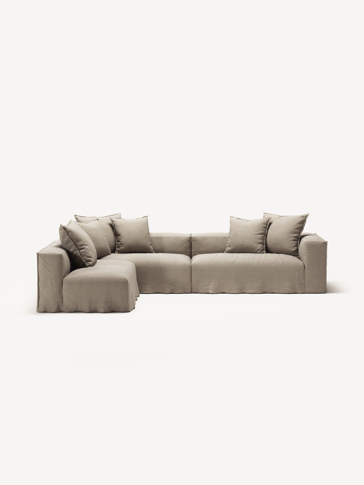 NOMAD - 5 Seat corner with open end - Left - Pure Linen Sandy Beige