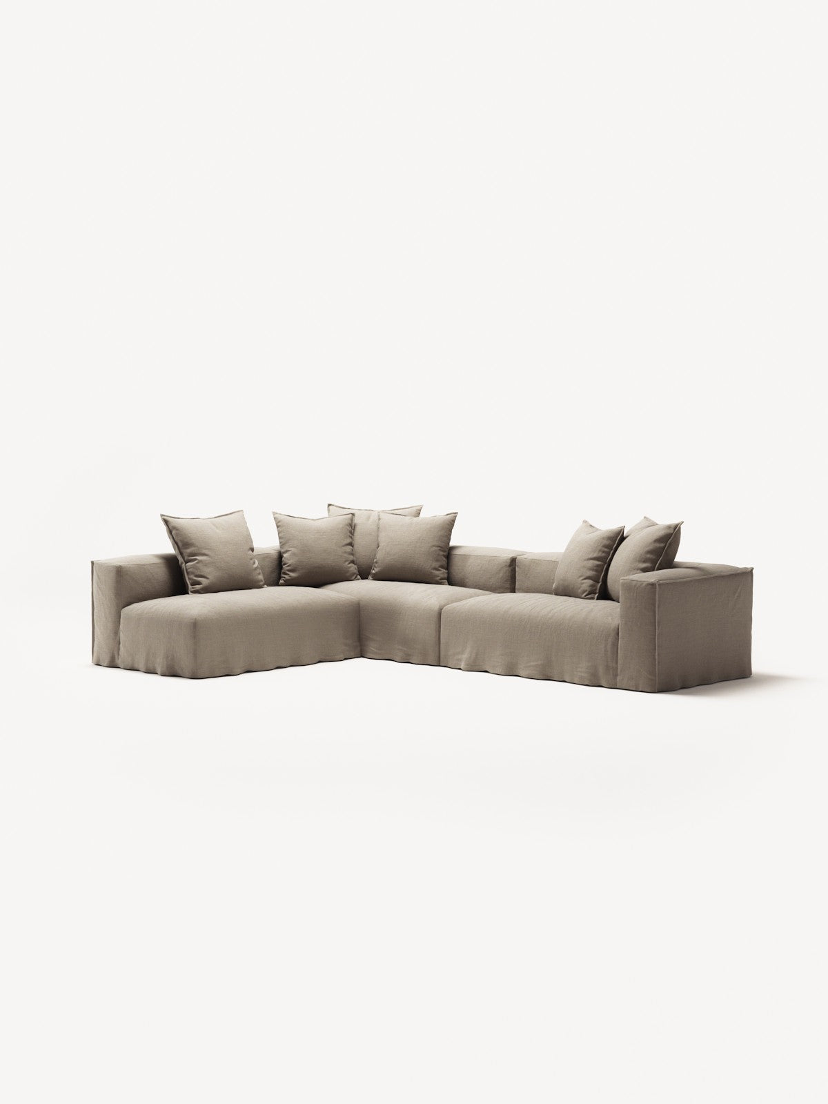 NOMAD - 5 Seat corner with open end - Left - Pure Linen Sandy Beige