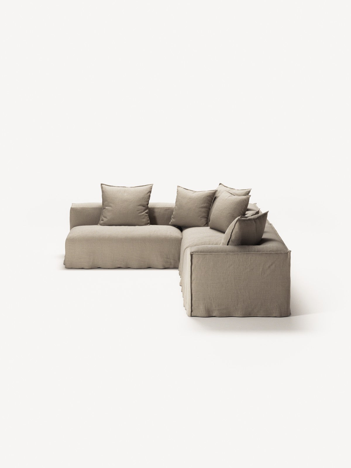 NOMAD - 5 Seat corner with open end - Left - Pure Linen Sandy Beige