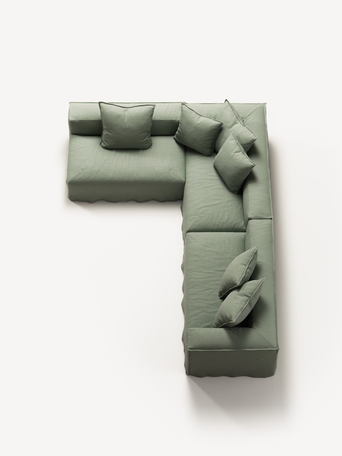 NOMAD - 5 Seat corner with open end - Left - Pure Linen Vivid Green