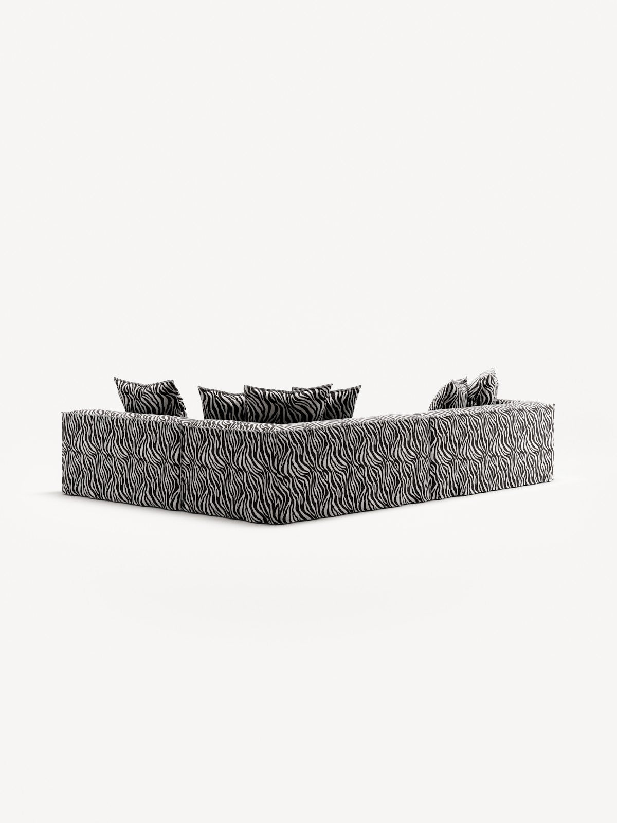 NOMAD - 5 Seat corner with open end - Right - Chenille Jacquard Zebra Black White