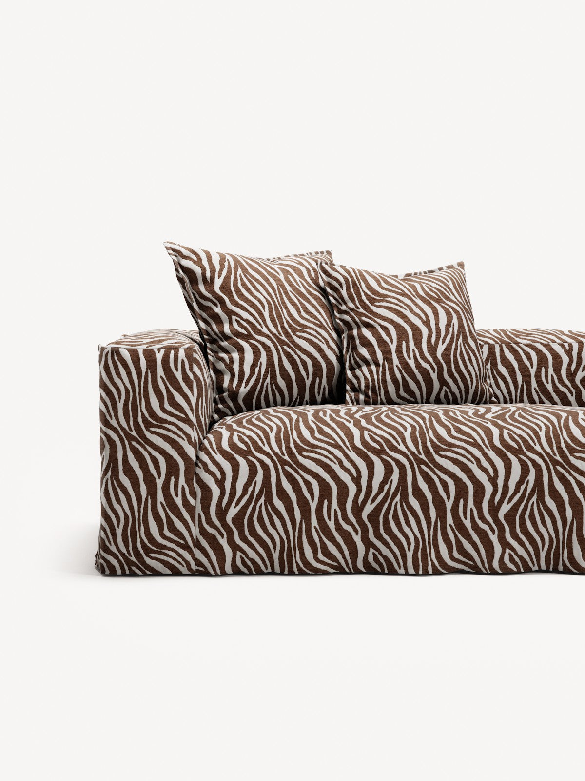 NOMAD - 5 Seat corner with open end - Right - Chenille Jacquard Zebra Brown White