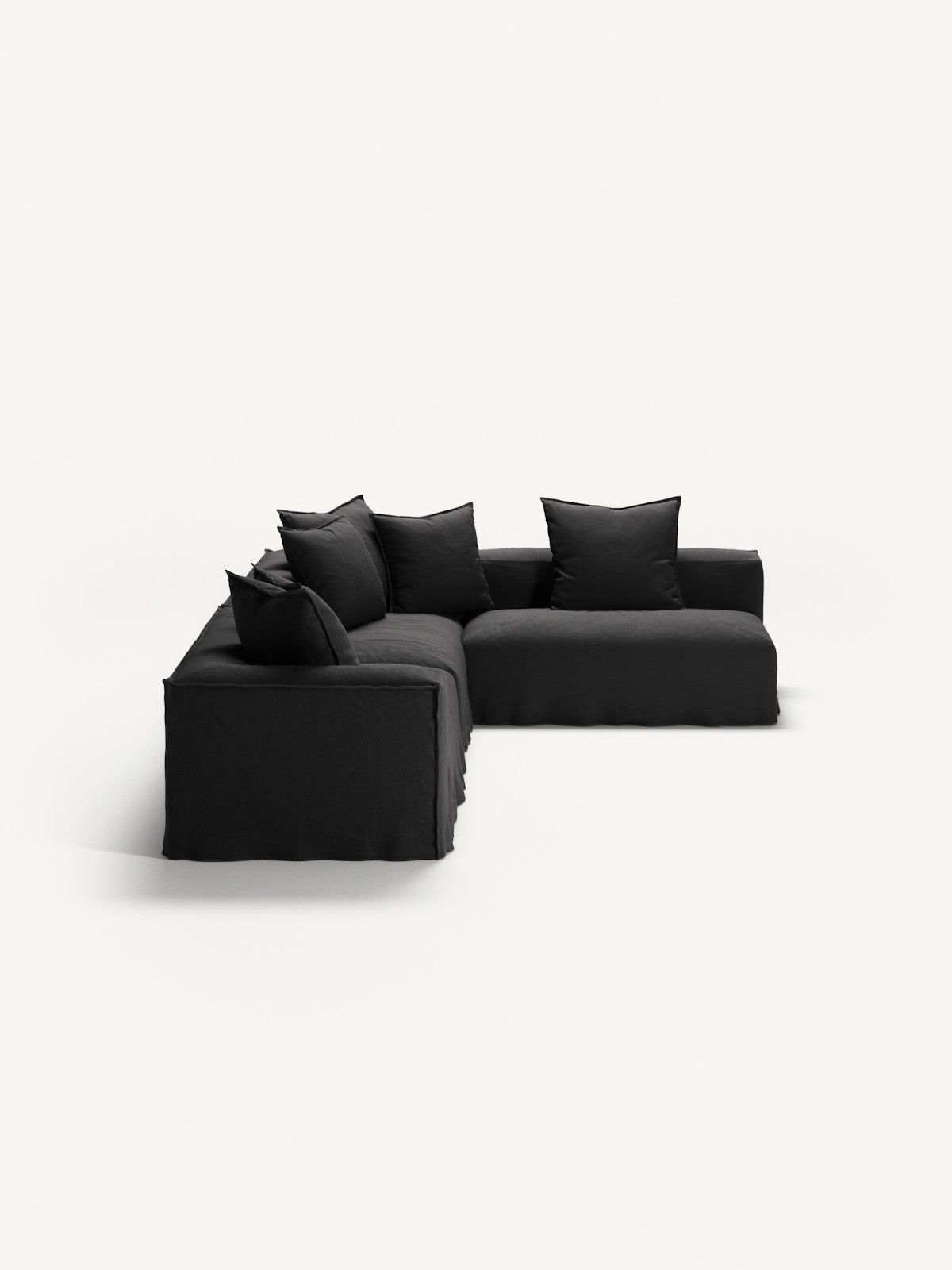 NOMAD - 5 Seat corner with open end - Right - Pure Linen Dark Charcoal