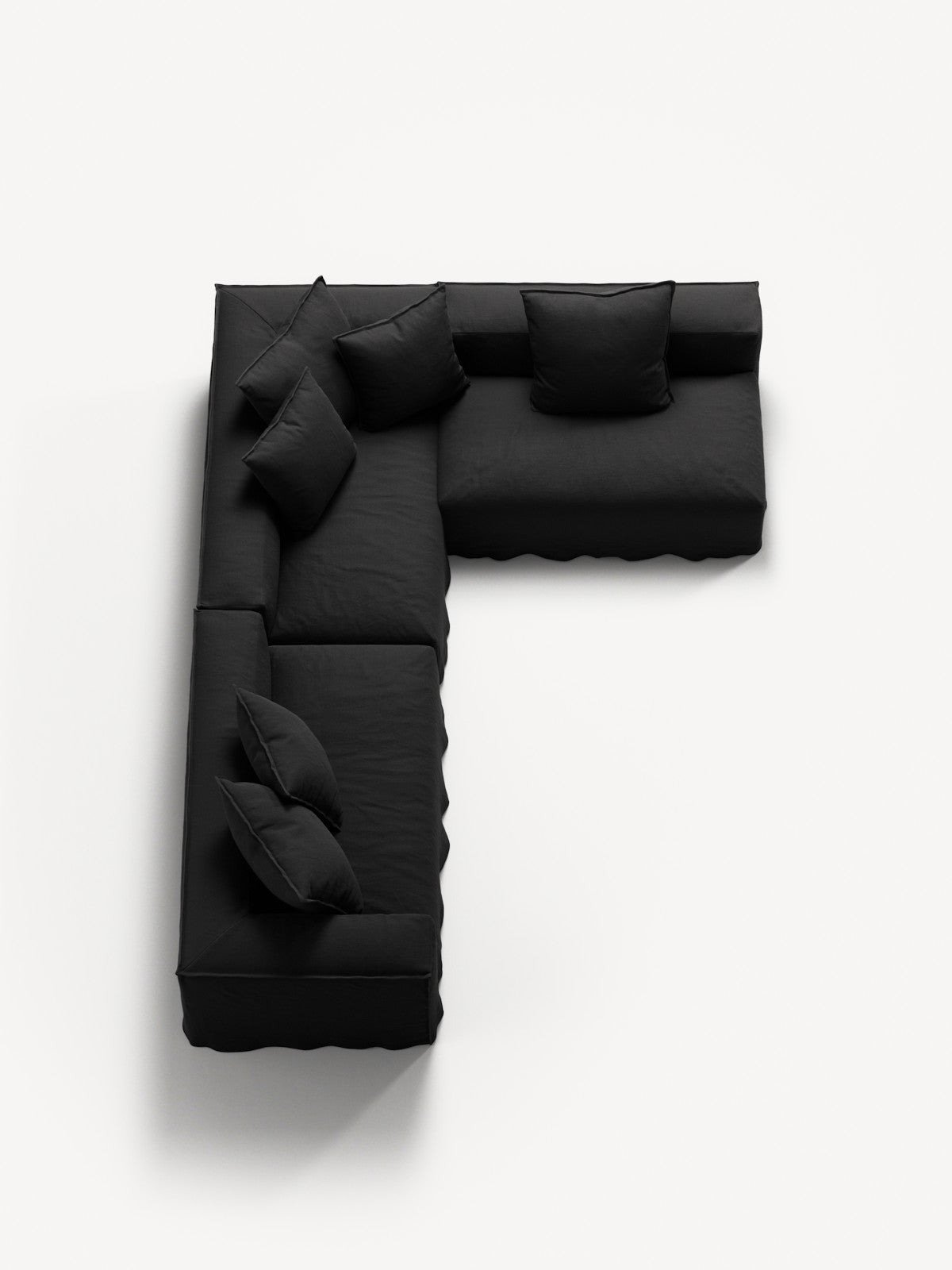 NOMAD - 5 Seat corner with open end - Right - Pure Linen Dark Charcoal