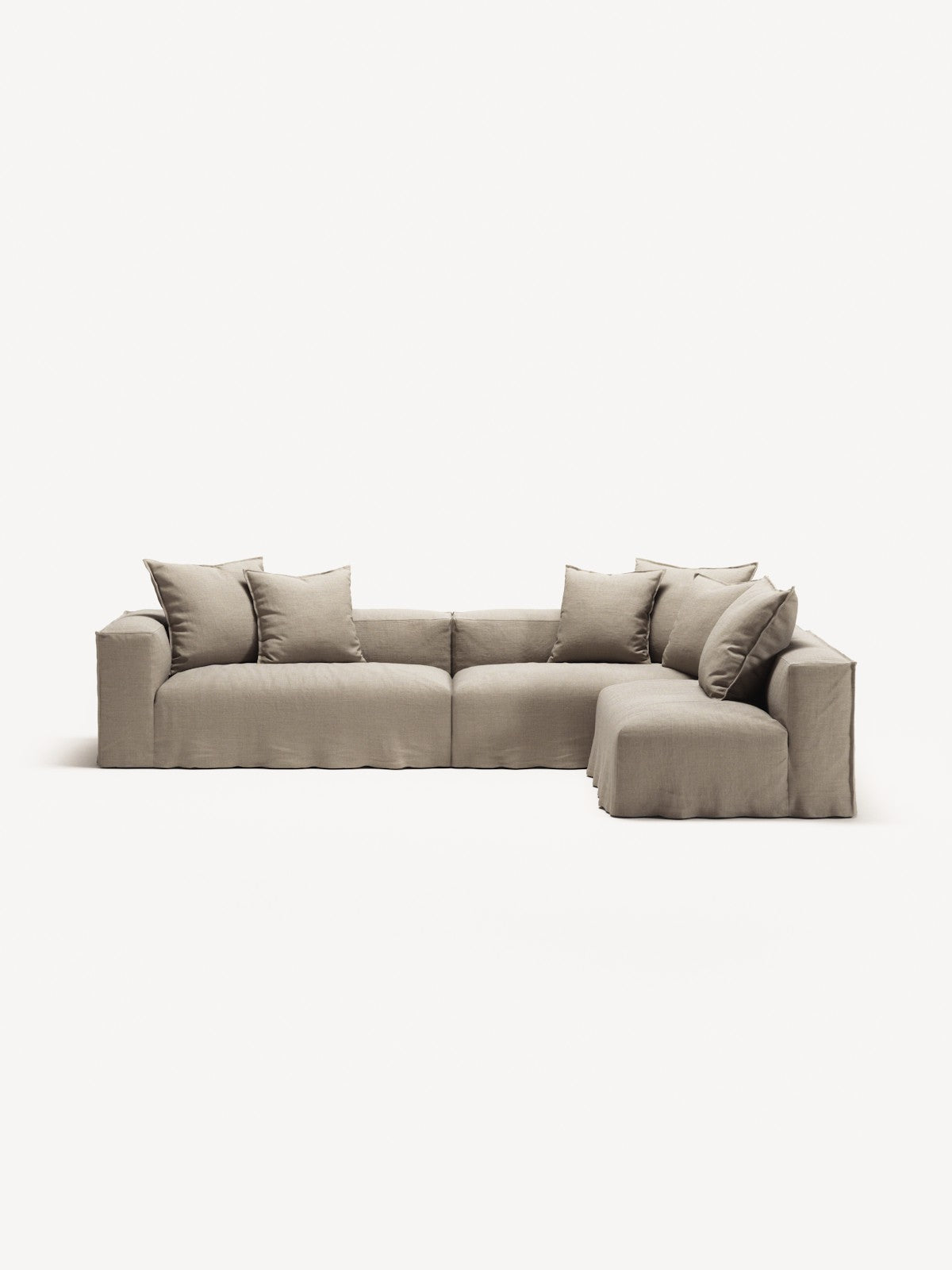 NOMAD - 5 Seat corner with open end - Right - Pure Linen Sandy Beige