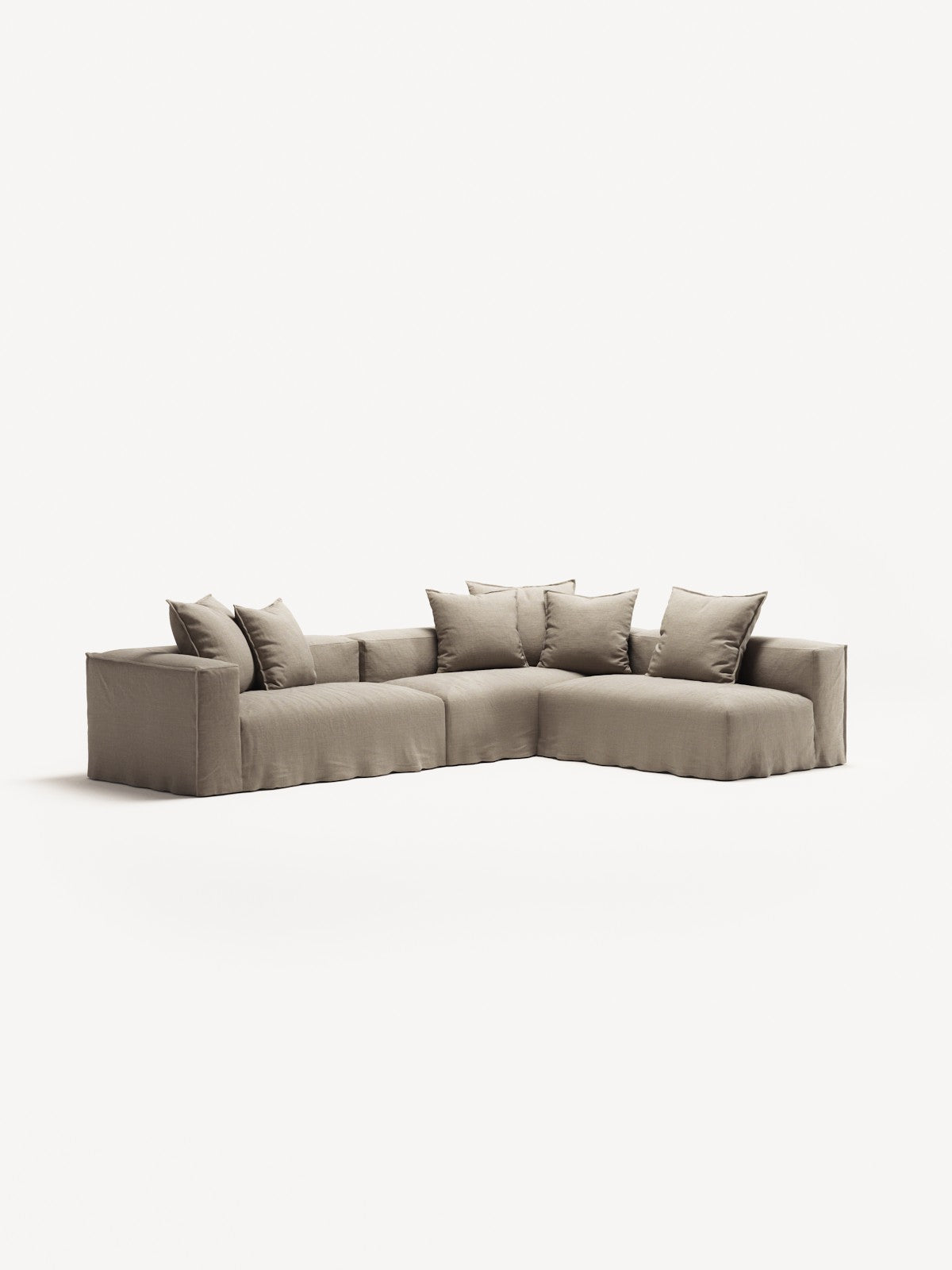 NOMAD - 5 Seat corner with open end - Right - Pure Linen Sandy Beige