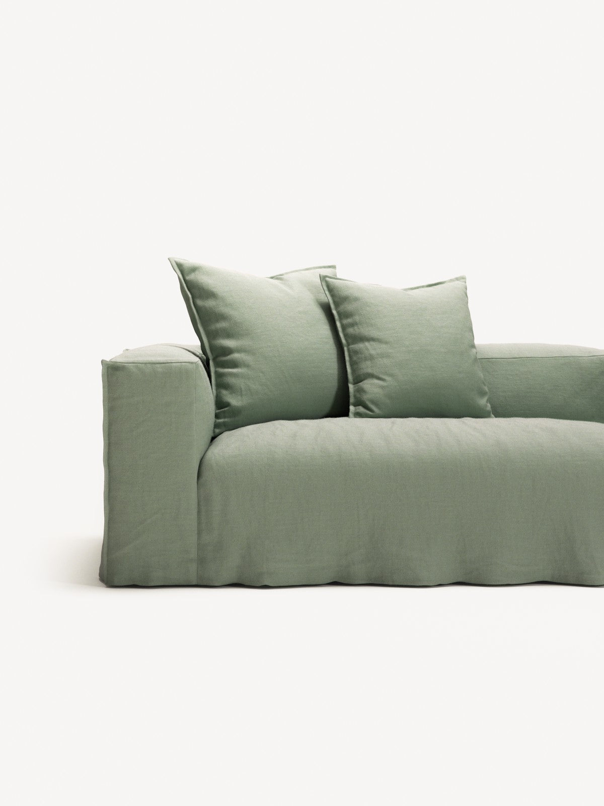 NOMAD - 5 Seat corner with open end - Right - Pure Linen Vivid Green