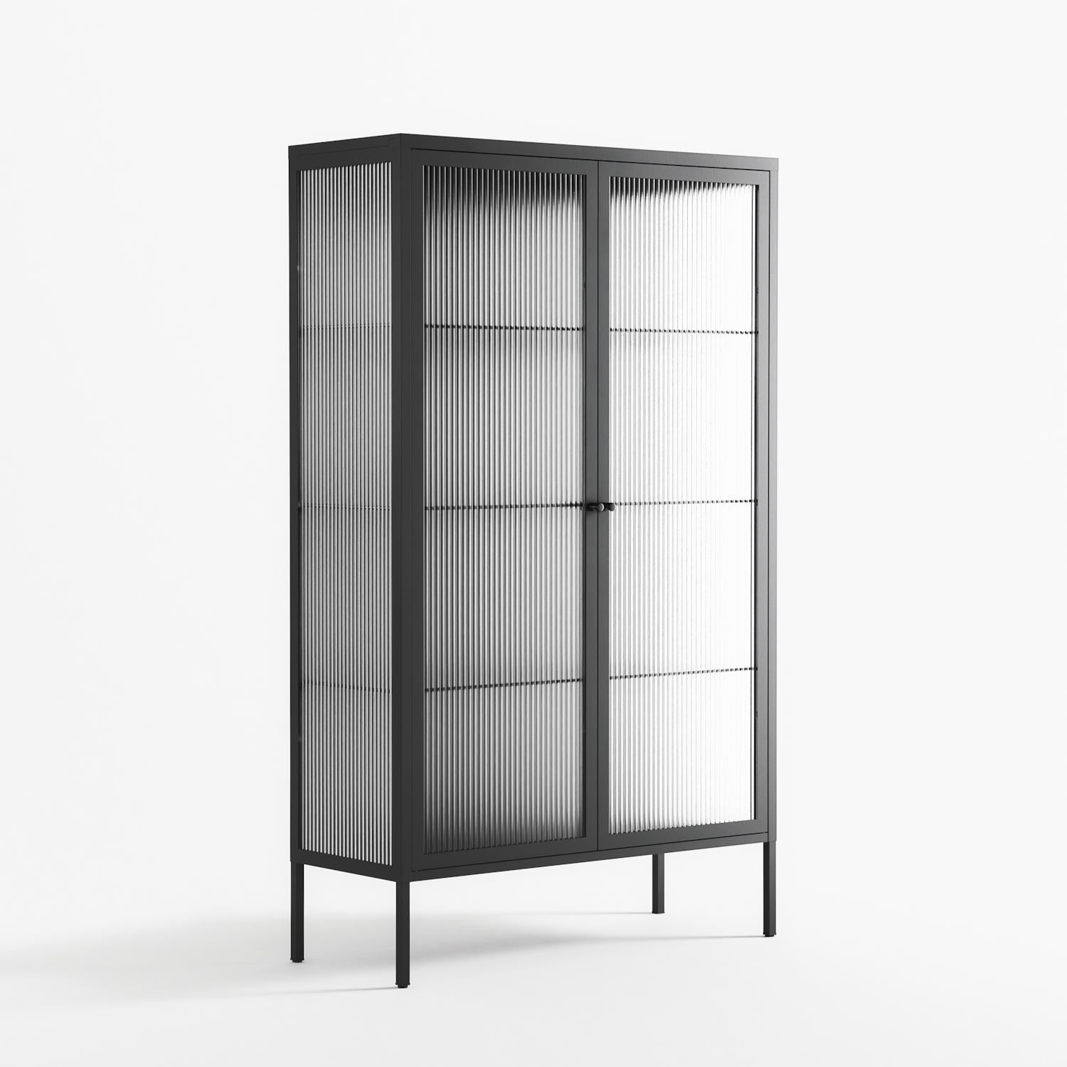 Vitrine - Cabinet - Antracite - Reeded Glass