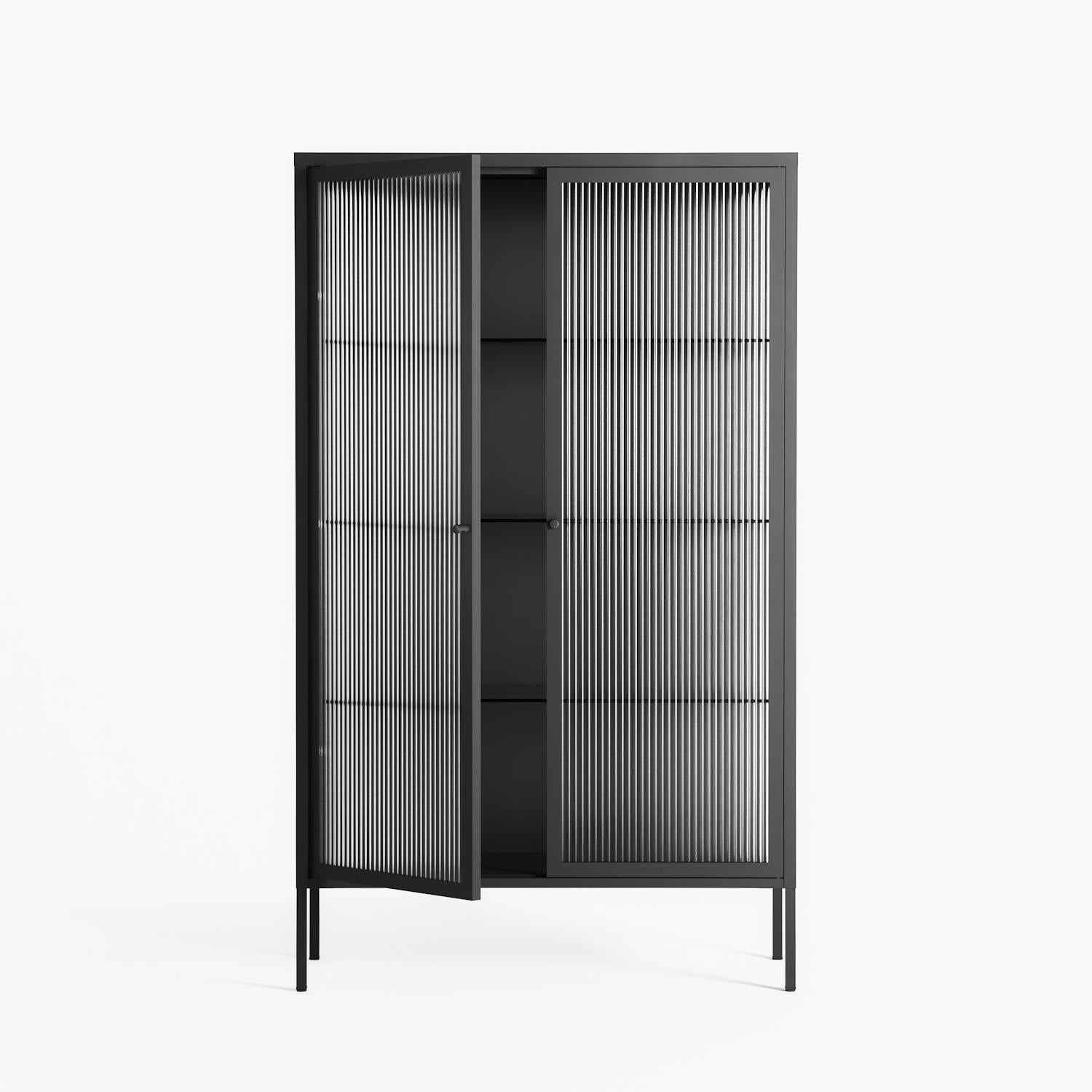 Vitrine - Cabinet - Antracite - Reeded Glass