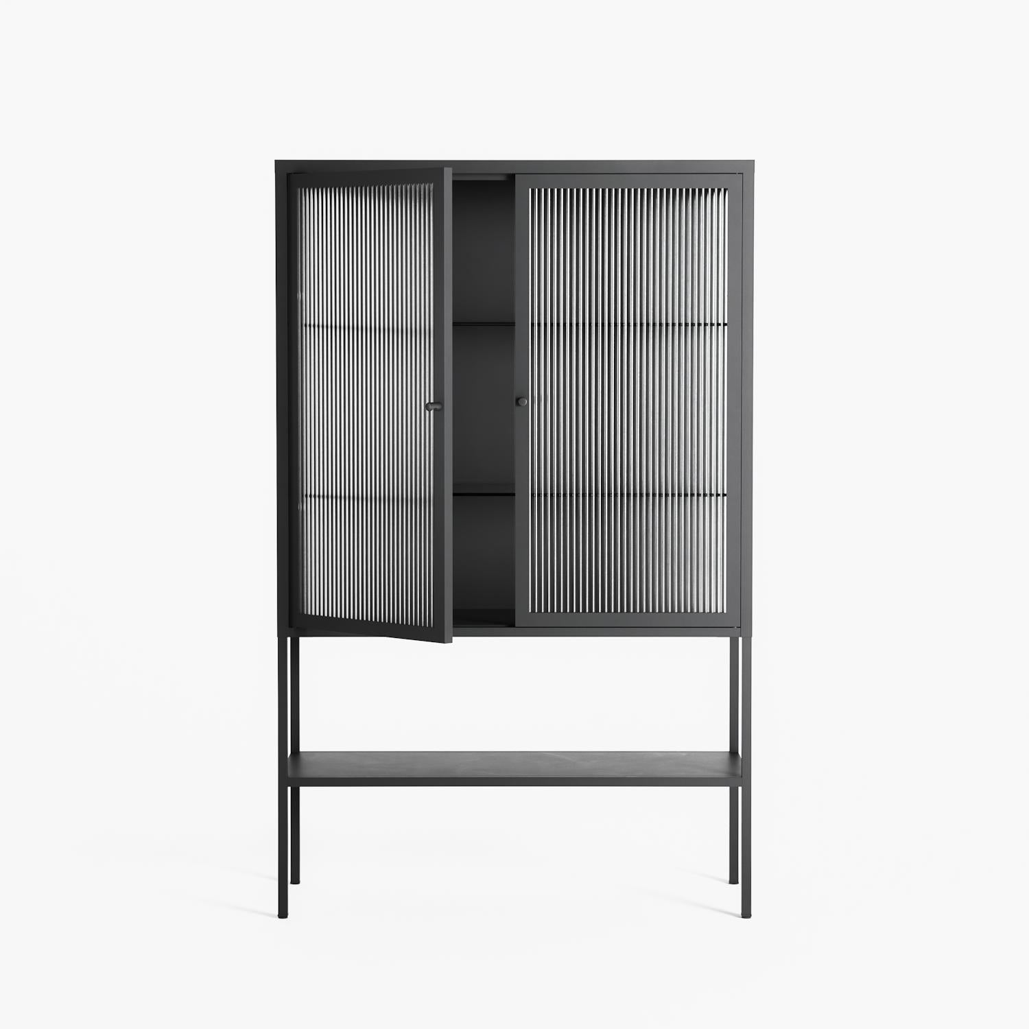 Vitrine - Loft Cabinet  - Antracite - Reeded Glass