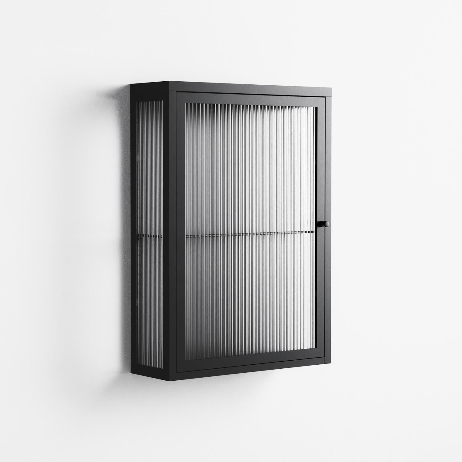 Vitrine - Wall Cabinet - Antracite - Reeded Glass