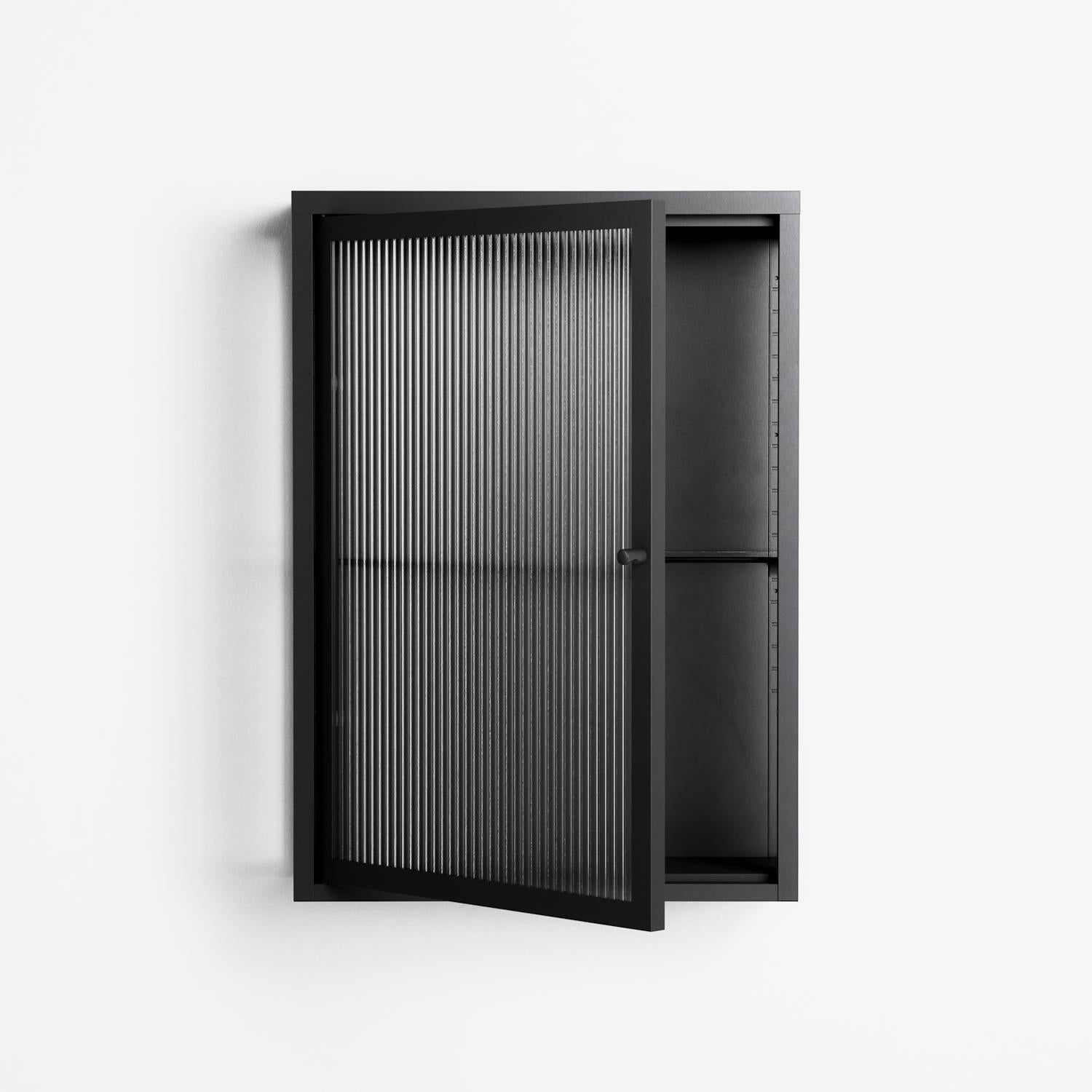 Vitrine - Wall Cabinet - Antracite - Reeded Glass