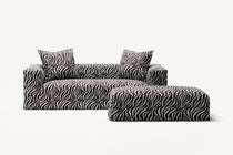 NOMAD - 2 Seater with Pouf - Chenille Jacquard Zebra Black White