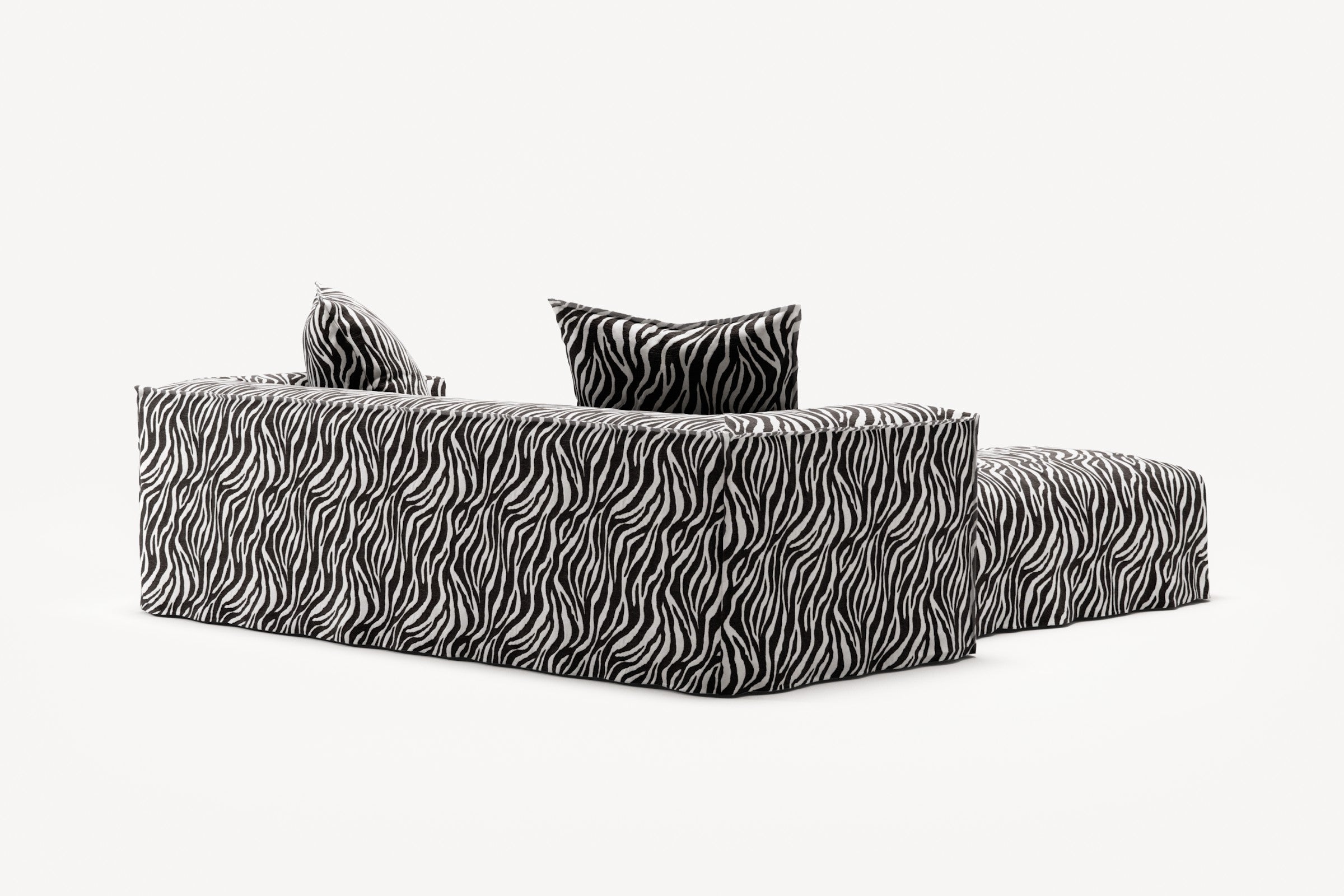 NOMAD - 2 Seater with Pouf - Chenille Jacquard Zebra Black White