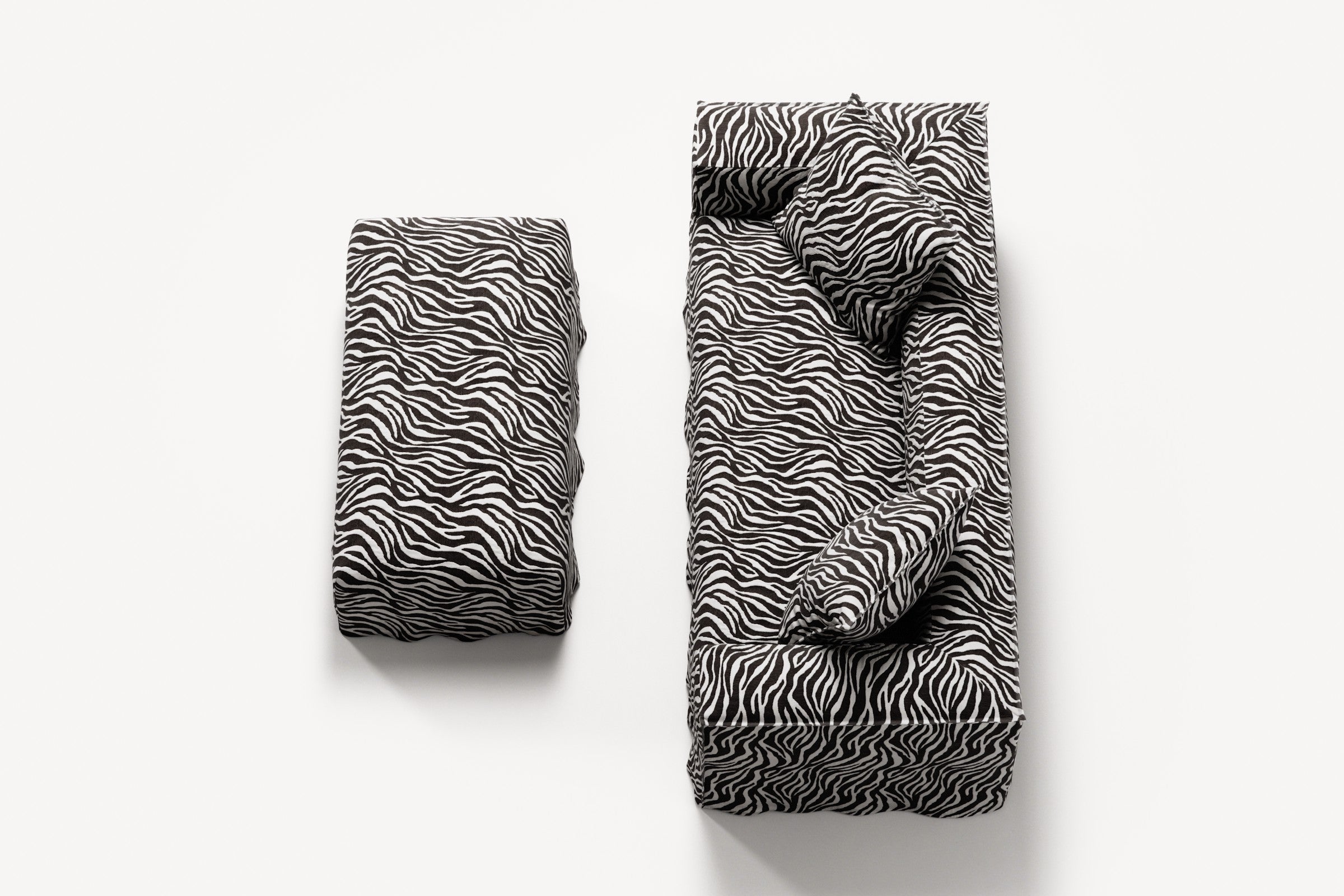 NOMAD - 2 Seater with Pouf - Chenille Jacquard Zebra Black White