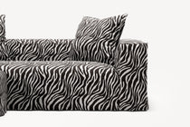NOMAD - 2 Seater with Pouf - Chenille Jacquard Zebra Black White