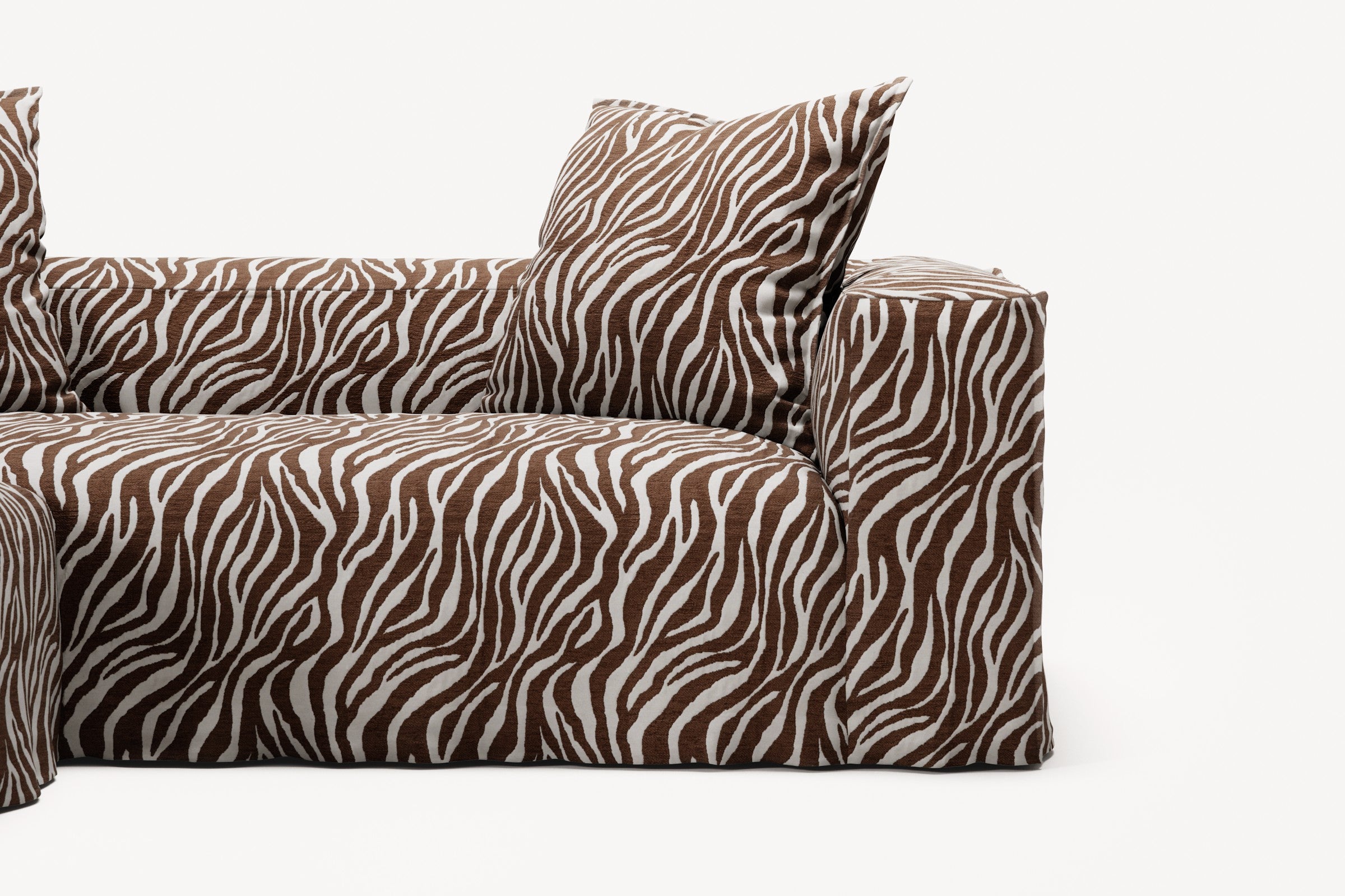 NOMAD - 2 Seater with Pouf - Chenille Jacquard Zebra Brown White