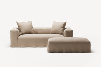 NOMAD - 2 Seater with Pouf - Brushed Cotton Sandy Beige