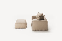 NOMAD - 2 Seater with Pouf - Brushed Cotton Sandy Beige