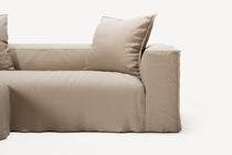 NOMAD - 2 Seater with Pouf - Brushed Cotton Sandy Beige