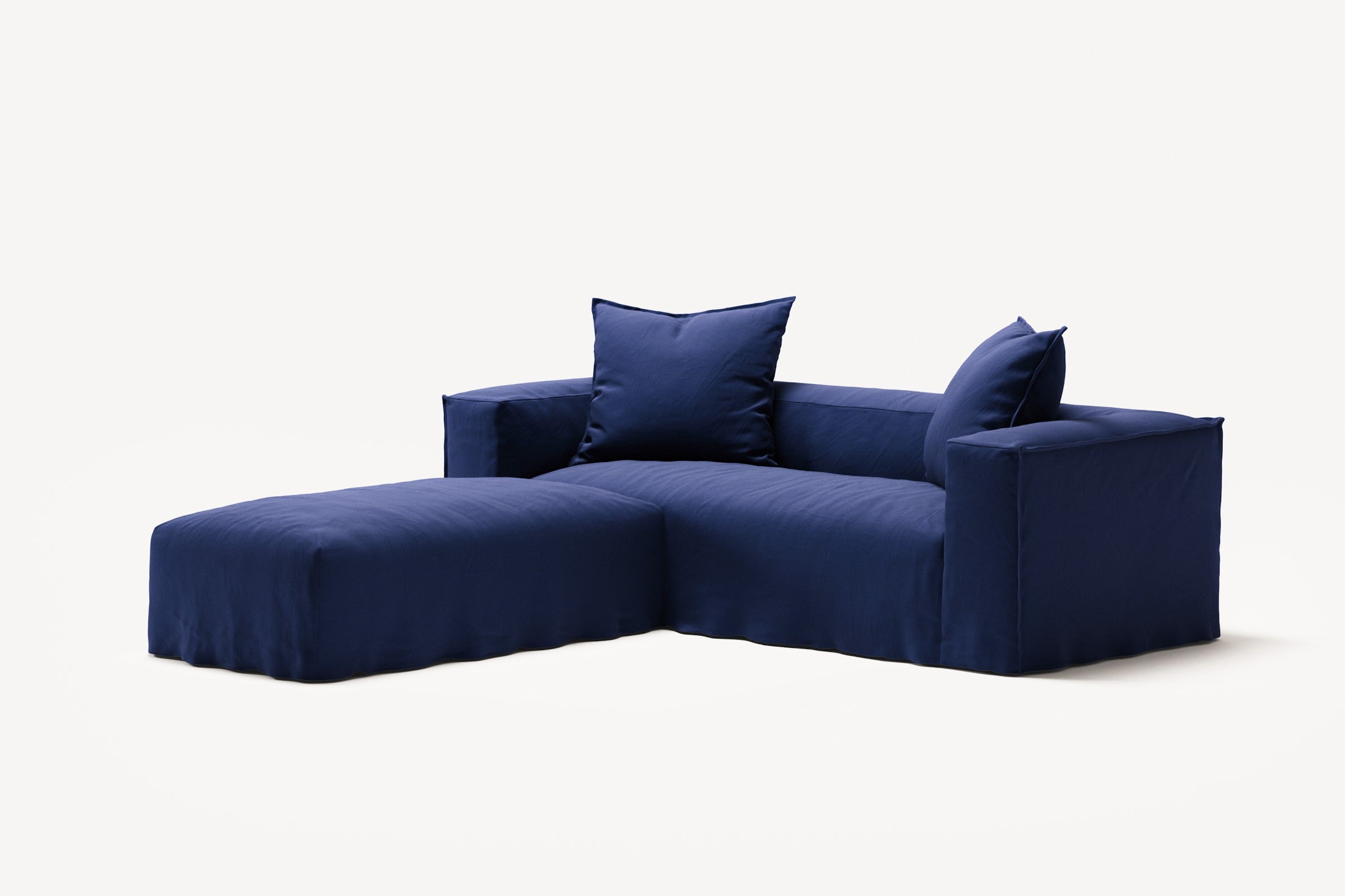 NOMAD - 2 Seater with Pouf - Brushed Cotton Dark Blue