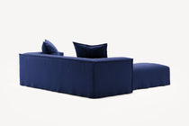 NOMAD - 2 Seater with Pouf - Brushed Cotton Dark Blue