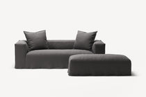 NOMAD - 2 Seater with Pouf - Brushed Cotton Dark Gray