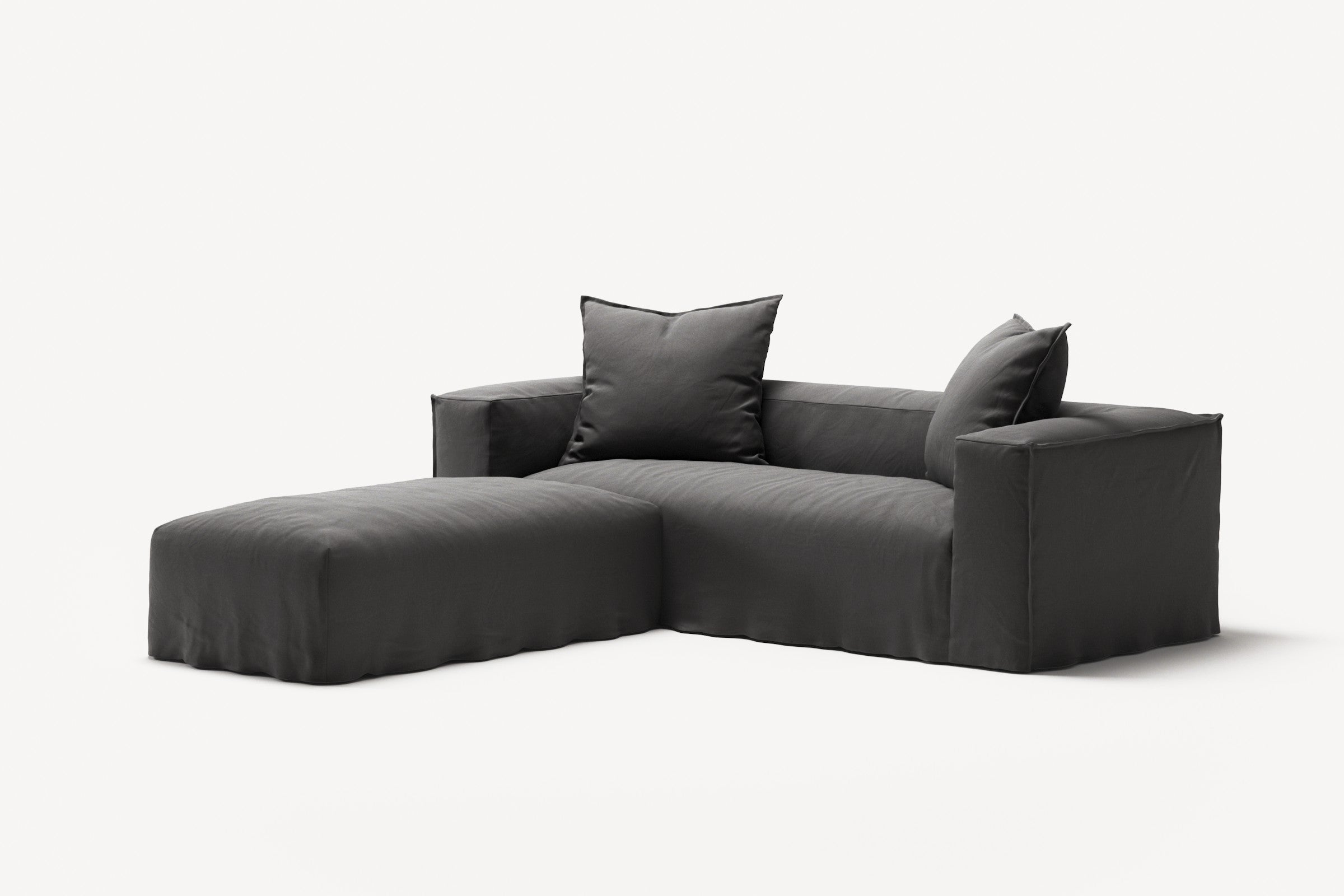 NOMAD - 2 Seater with Pouf - Brushed Cotton Dark Gray