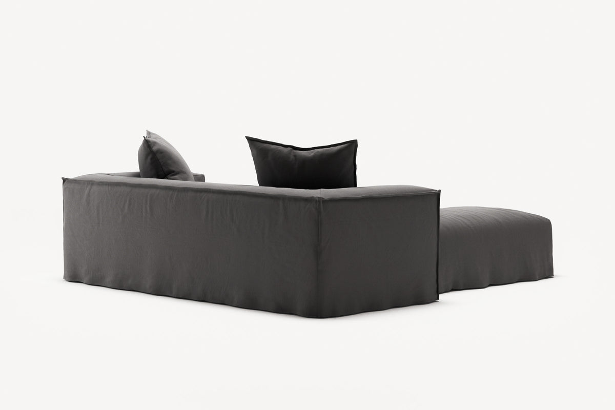 NOMAD - 2 Seater with Pouf - Brushed Cotton Dark Gray