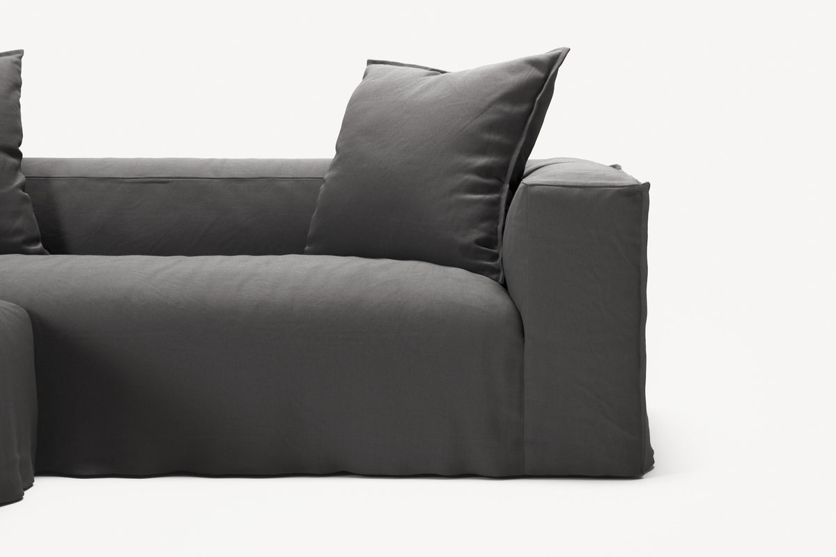 NOMAD - 2 Seater with Pouf - Brushed Cotton Dark Gray