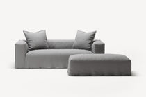 NOMAD - 2 Seater with Pouf - Brushed Cotton Light Gray