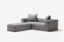 NOMAD - 2 Seater with Pouf - Brushed Cotton Light Gray