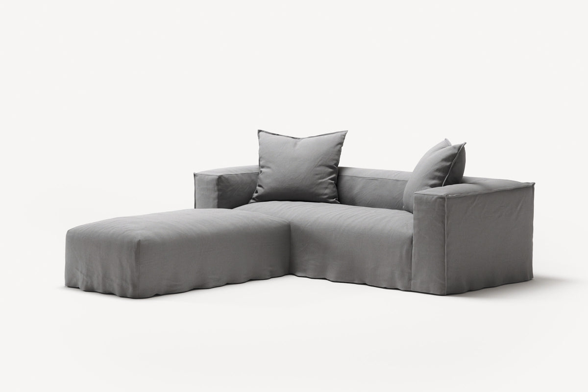 NOMAD - 2 Seater with Pouf - Brushed Cotton Light Gray