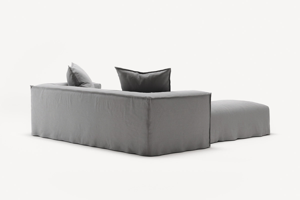 NOMAD - 2 Seater with Pouf - Brushed Cotton Light Gray