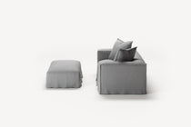 NOMAD - 2 Seater with Pouf - Brushed Cotton Light Gray