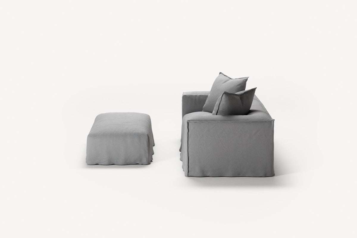 NOMAD - 2 Seater with Pouf - Brushed Cotton Light Gray
