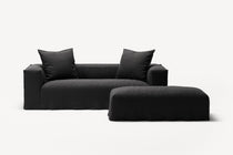 NOMAD - 2 Seater with Pouf - Pure Linen Dark Charcoal