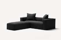 NOMAD - 2 Seater with Pouf - Pure Linen Dark Charcoal