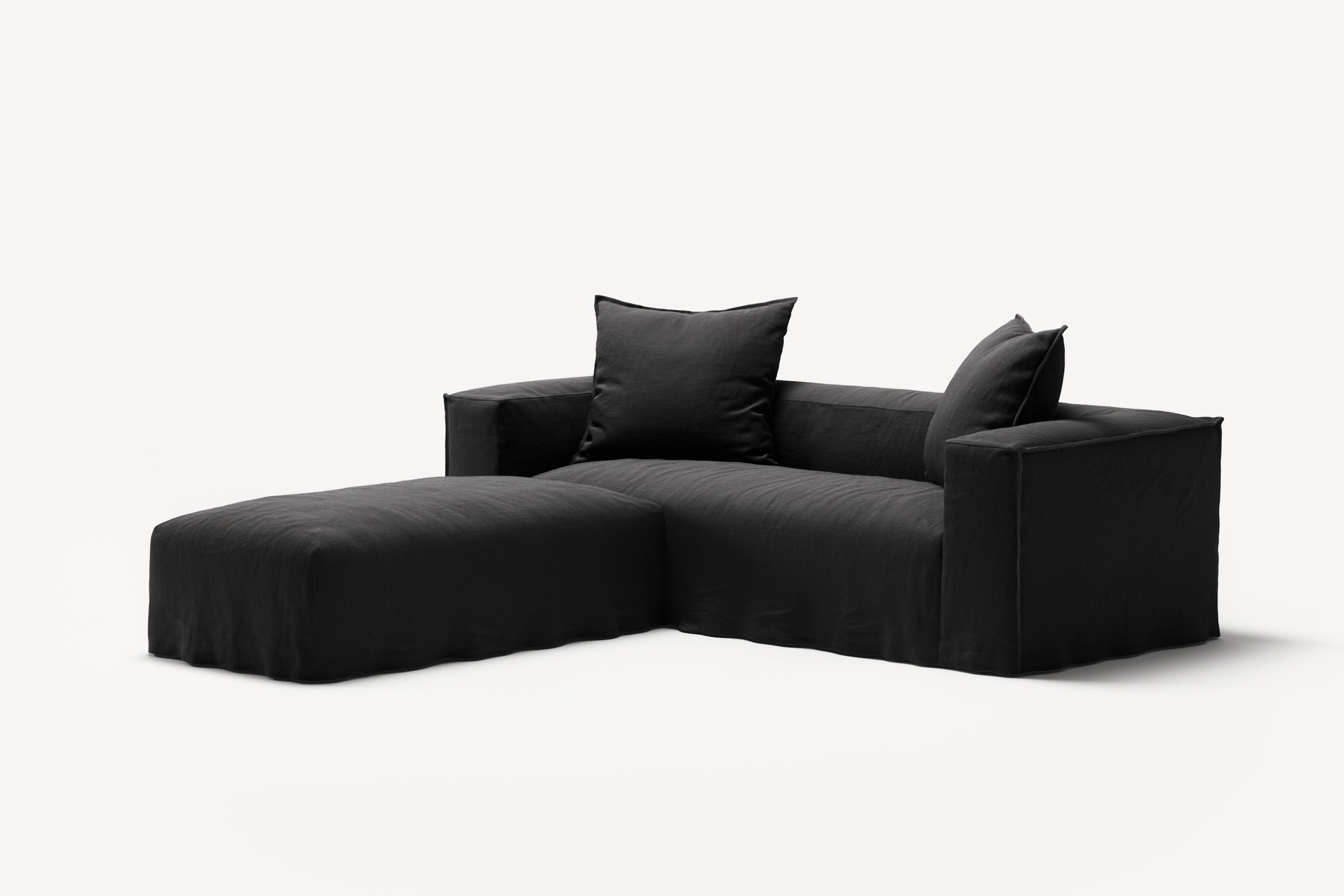 NOMAD - 2 Seater with Pouf - Pure Linen Dark Charcoal