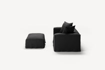 NOMAD - 2 Seater with Pouf - Pure Linen Dark Charcoal
