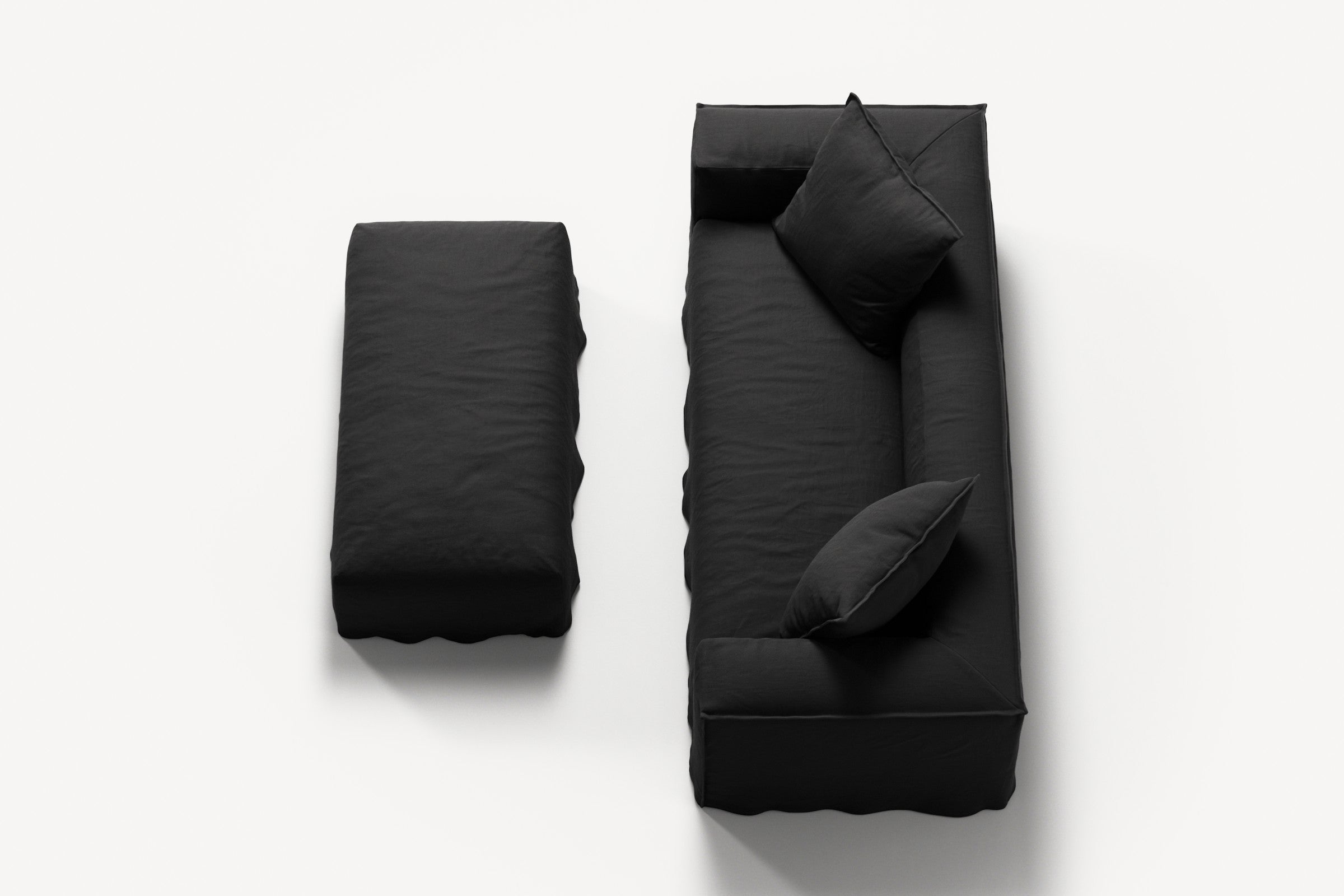 NOMAD - 2 Seater with Pouf - Pure Linen Dark Charcoal