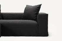 NOMAD - 2 Seater with Pouf - Pure Linen Dark Charcoal