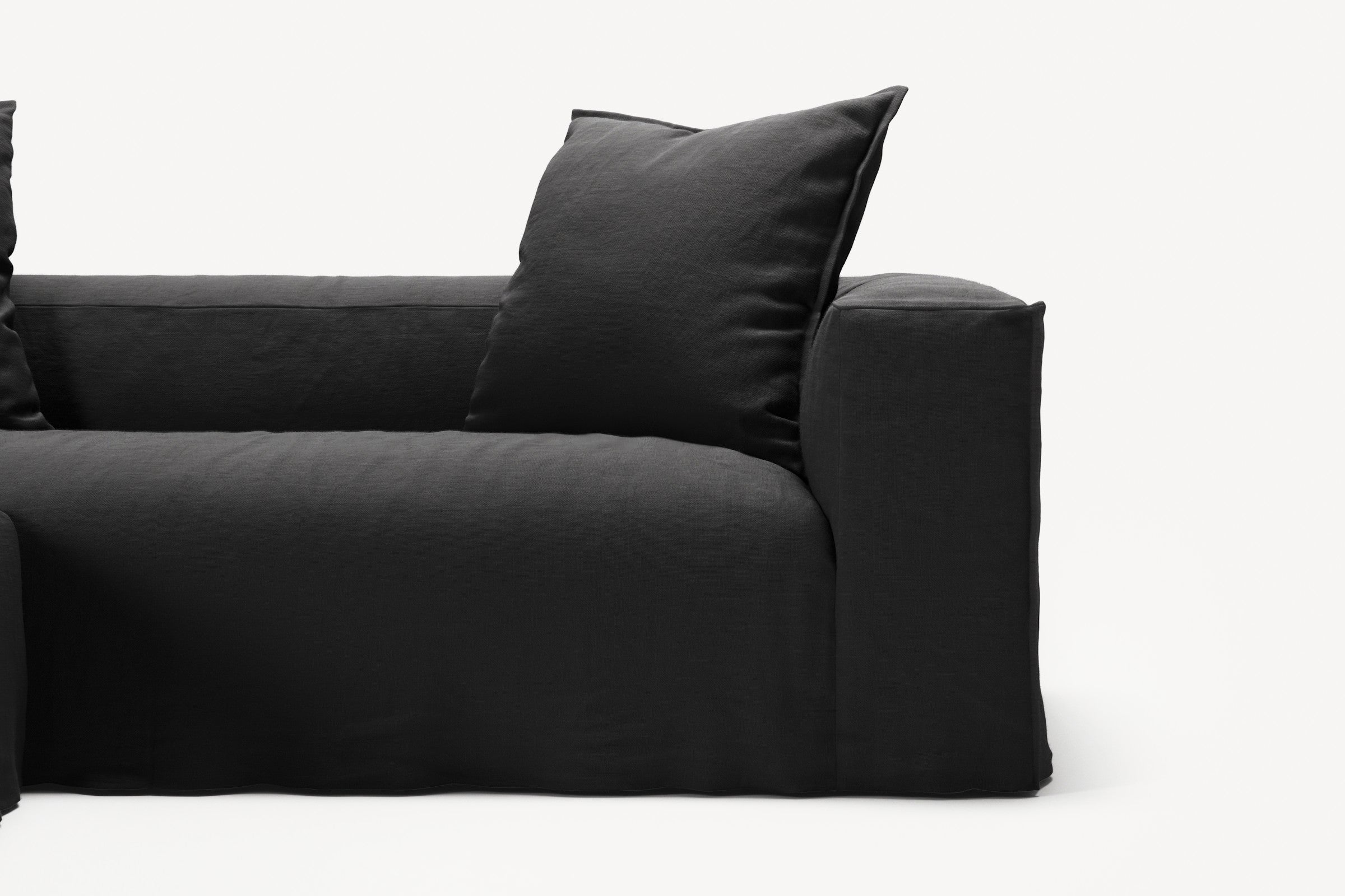 NOMAD - 2 Seater with Pouf - Pure Linen Dark Charcoal