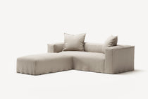 NOMAD - 2 Seater with Pouf - Pure Linen Off-White