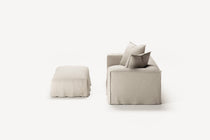 NOMAD - 2 Seater with Pouf - Pure Linen Off-White