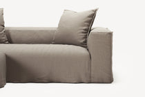 NOMAD - 2 Seater with Pouf - Pure Linen Pale Gray